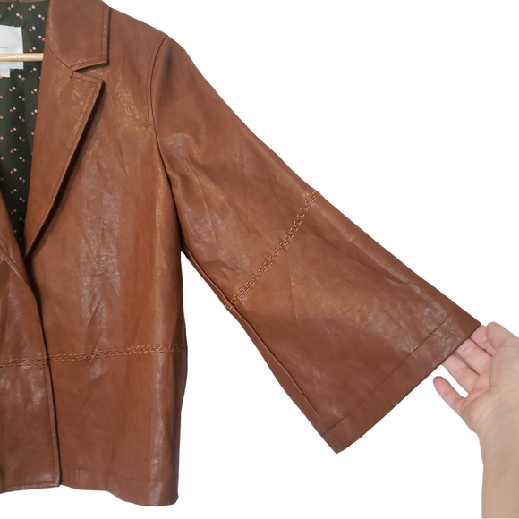 Anthropologie-Brown Faux Leather Jacket-S-NWOT Woman Spring Coat - Picture 4 of 8